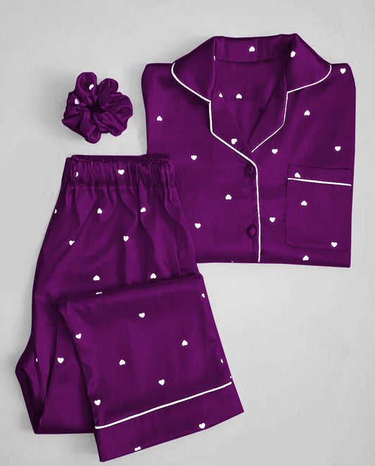 purple printed silk suit in premium fabric for girls and woman (M H 881) - M.H fashion 