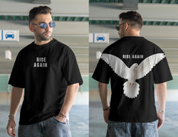 Rise again and pigeon  DTF printed drop shoulder T-shirt full sleeves in cotton jersey for mans and boys (MH : 773)