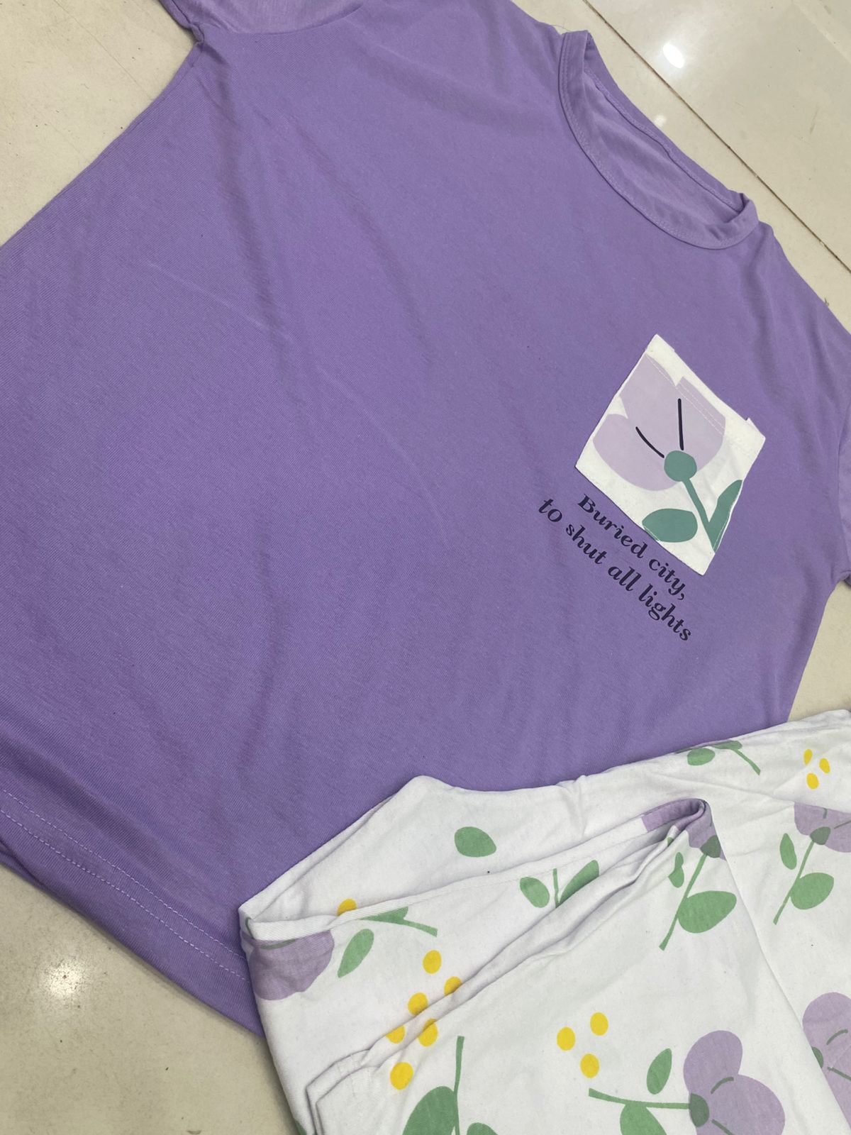 PURPLE POCKET DESIGN NIGHT DRESS IN COTTON FABRIC - M.H fashion 