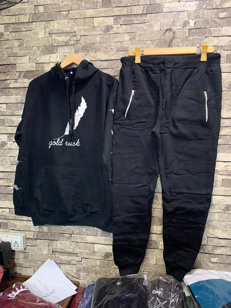 GOLD RUSH LEAVE printed  tracksuit hoodie and trouser for man and boys (M.H 513)