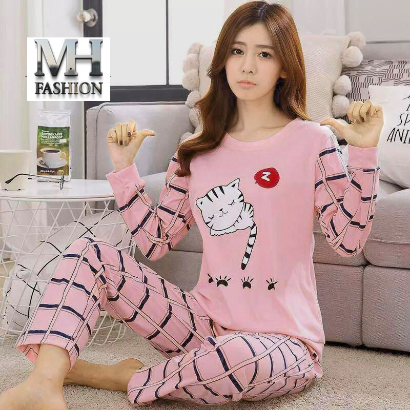 pink cat printed design night suit premium fabric for girls and woman