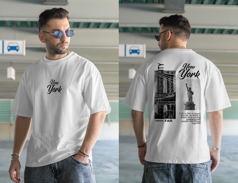 NEW YORK DTF printed drop shoulder T-shirt full sleeves in cotton jersey for mans and boys (MH : 72)