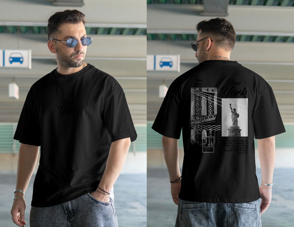 NEW YORK DTF printed drop shoulder T-shirt full sleeves in cotton jersey for mans and boys (MH : 72)