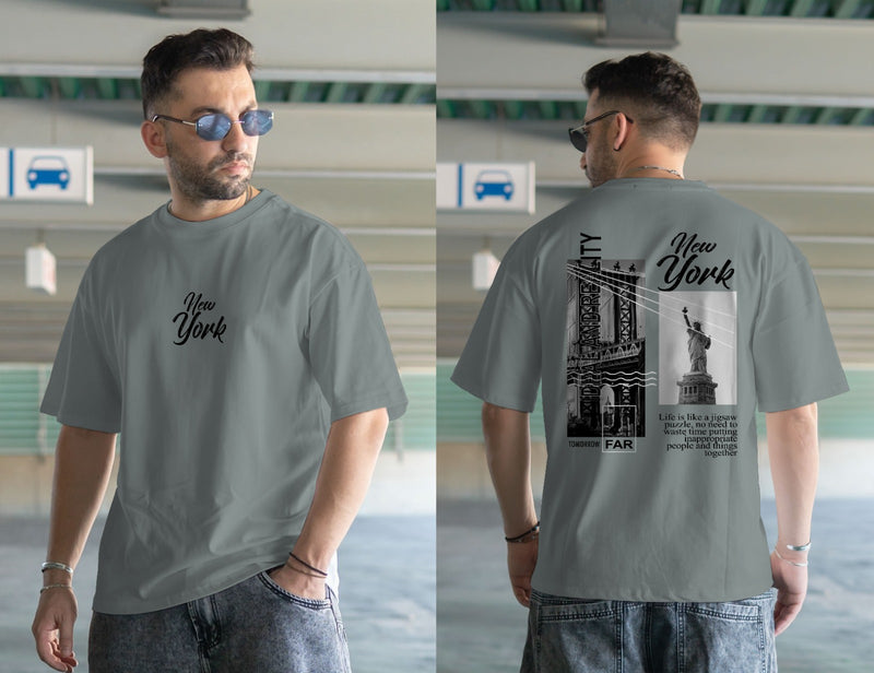 NEW YORK DTF printed drop shoulder T-shirt full sleeves in cotton jersey for mans and boys (MH : 72)