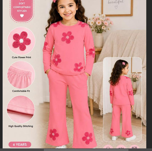 summer night suits for girls pink flower  printed