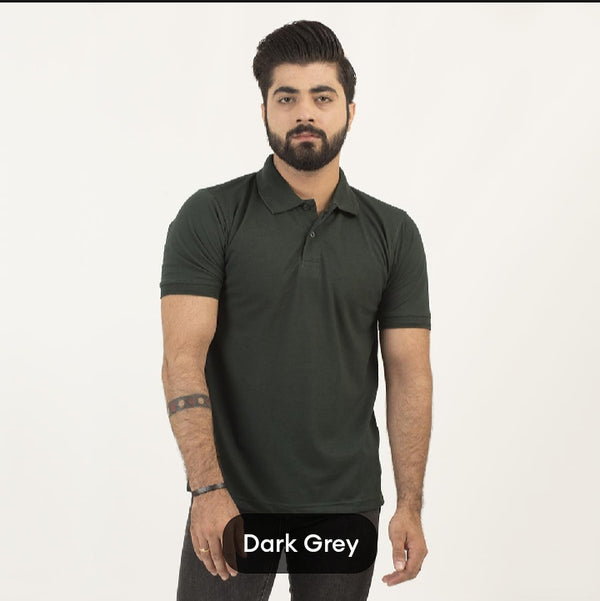 DARK GREY HALF-SLEEVES POLO T-SHIRT IN COTTON PK FABRIC FOR MENS AND BOYS (MH : 50)