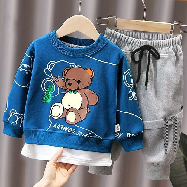 beautiful bear printed full-sleeves sweatshirt and trouser in kids winter collection (MH 93