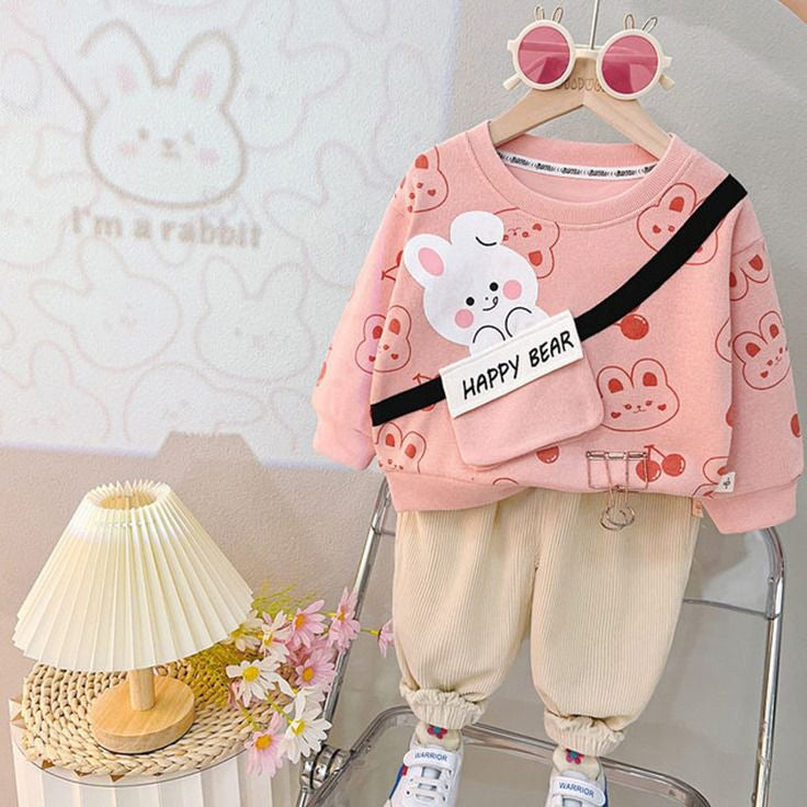 beautiful bear printed full-sleeves sweatshirt and trouser in kids winter collection (MH 93