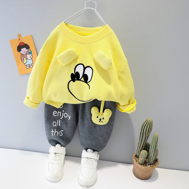 micky face printed full-sleeves sweatshirt and trouser in kids winter collection (MH 93 (Copy)