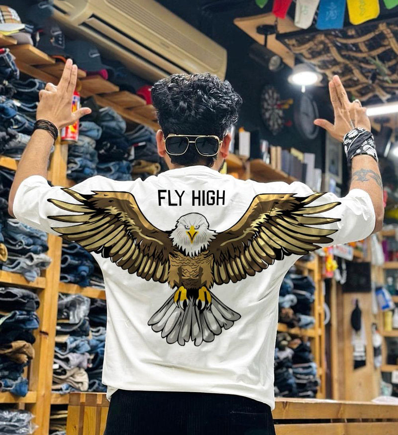 EAGLE PRINTED DROP SHOULDER T-SHIRT IN COTTON JERSY FABRIC FOR MEN AND BOYS ( MH 856