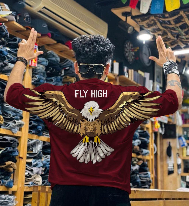 EAGLE PRINTED DROP SHOULDER T-SHIRT IN COTTON JERSY FABRIC FOR MEN AND BOYS ( MH 856