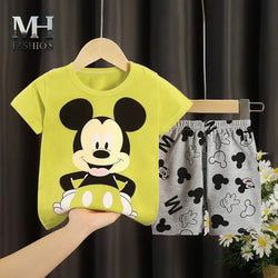 kids short tracksuit in mickymouse printed t-shirt and short trouser for kids and boys (MH )