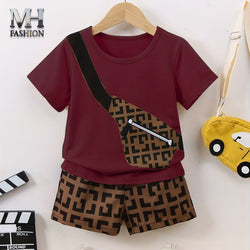 kids short tracksuit in pocket style   printed t-shirt and short trouser for kids and boys (MH )