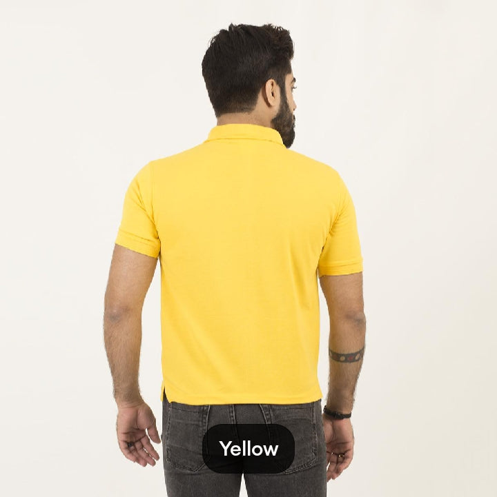 YELLOW HALF-SLEEVES POLO T-SHIRT IN COTTON PK FABRIC FOR MENS AND BOYS (MH : 51)