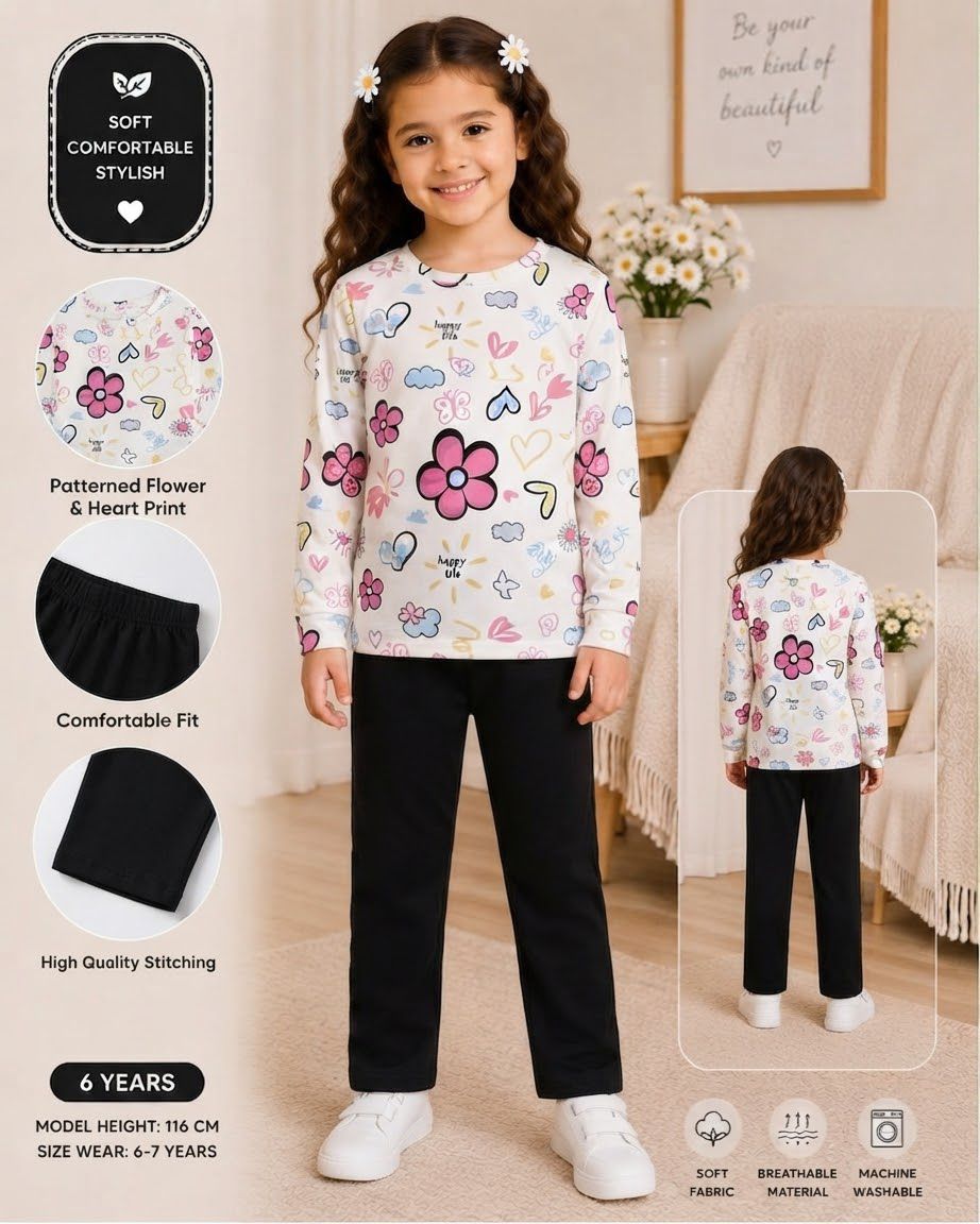 summer night suits for girls pink flower  printed