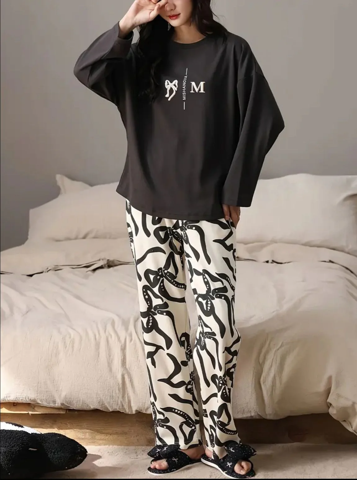 black full sleeves  night suit premium fabric for girls and woman - M.H fashion 