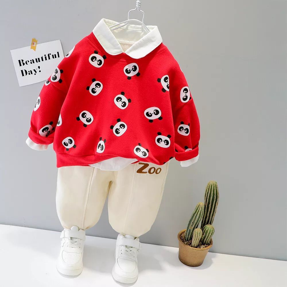 red panda  printed  kids suit for winter