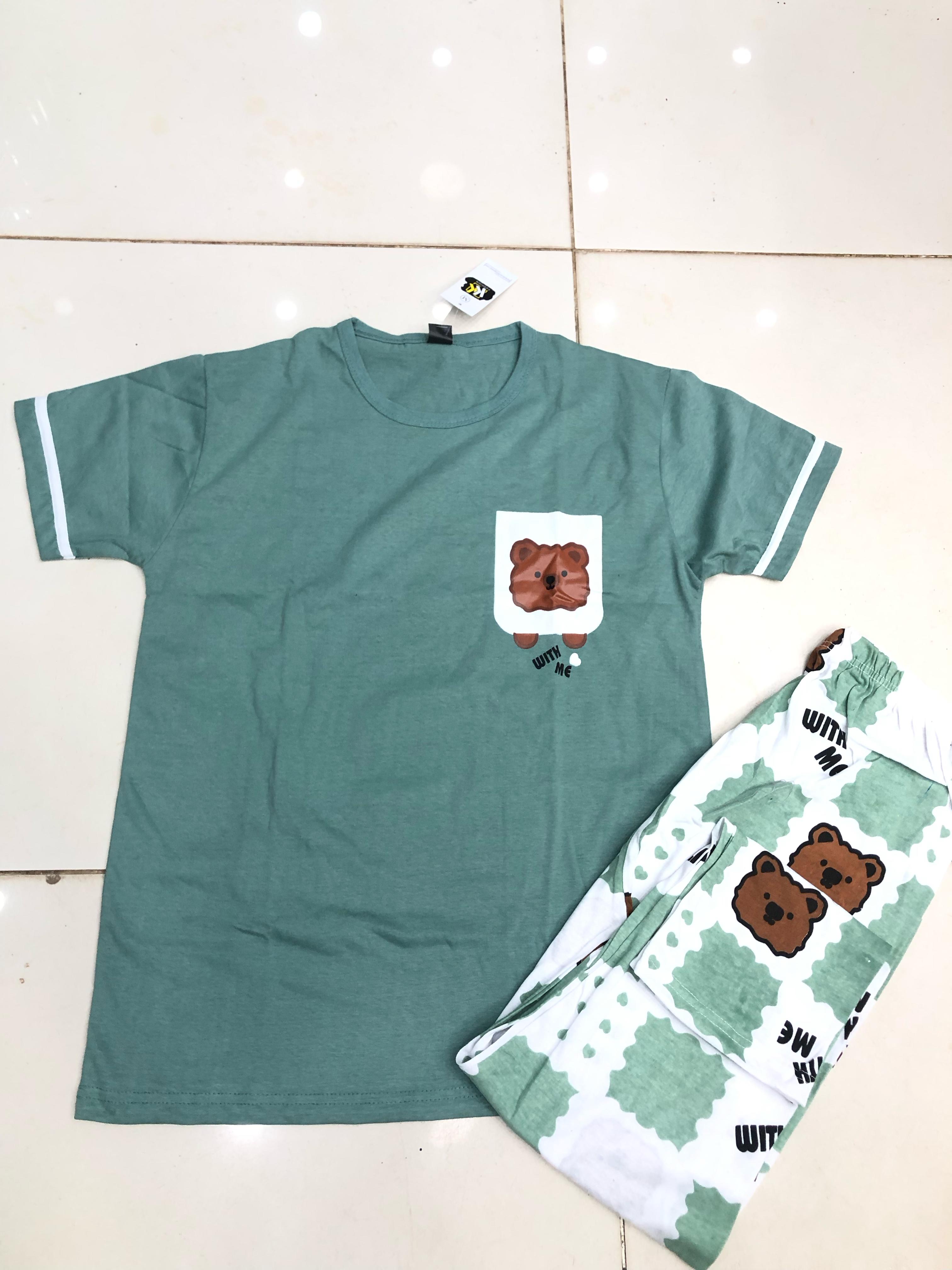 green pocket  design night suit premium fabric for girls and woman - M.H fashion 