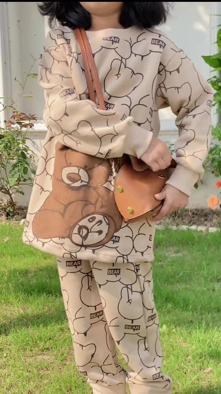 Big bear printed  kids suit for winter - M.H fashion 