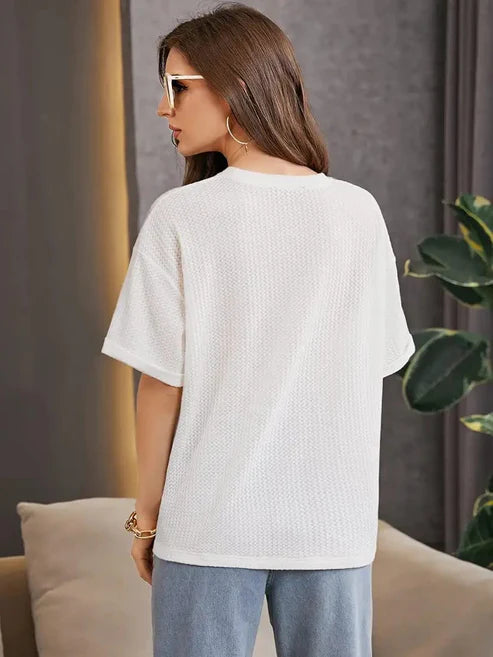 white Oversized Waffle Knit t shirt  For girls and woman (MH 236)