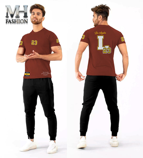 L 23 printed half sleeves T-shirt and trouser in cotton jersey for mans and boys (MH : 78)