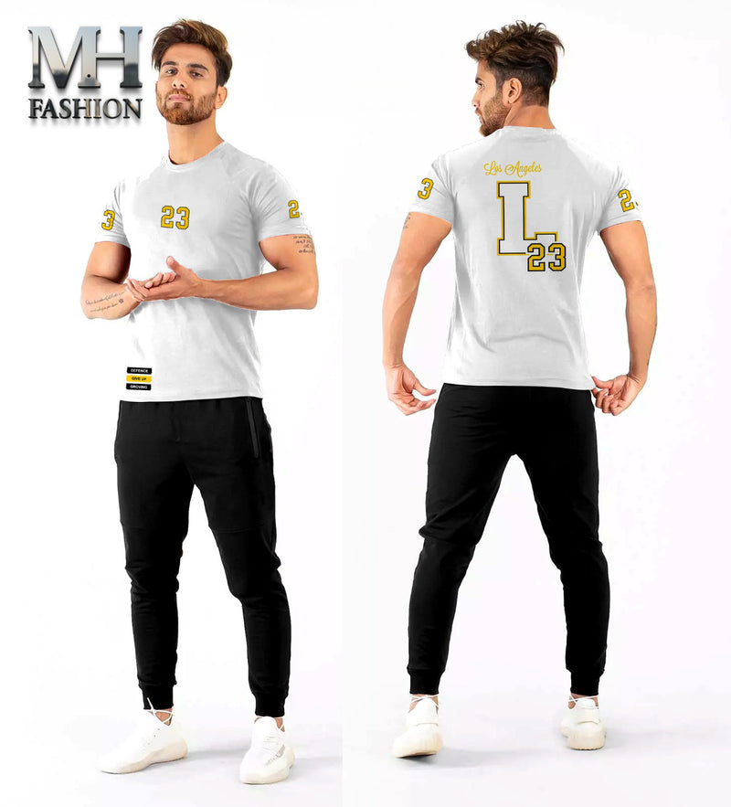 L 23 printed half sleeves T-shirt and trouser in cotton jersey for mans and boys (MH : 78)