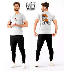 Cartoon printe half sleeves T-shirt and trouser in cotton jersey for mans and boys (MH : 75)