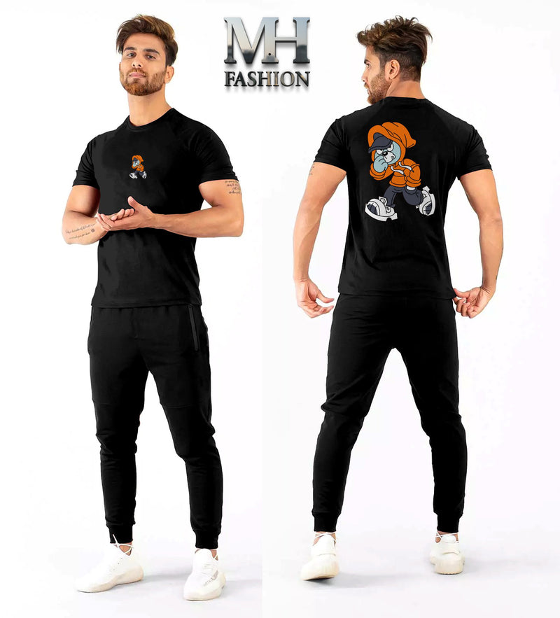 Cartoon printe half sleeves T-shirt and trouser in cotton jersey for mans and boys (MH : 75)