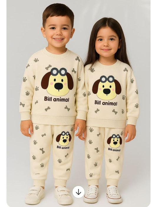 dog  printed  kids suit for winter
