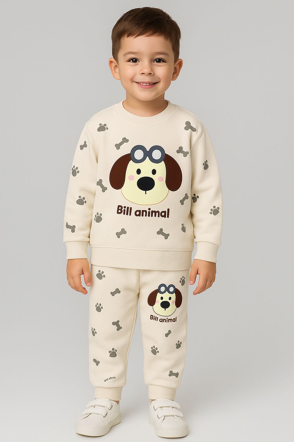 dog  printed  kids suit for winter