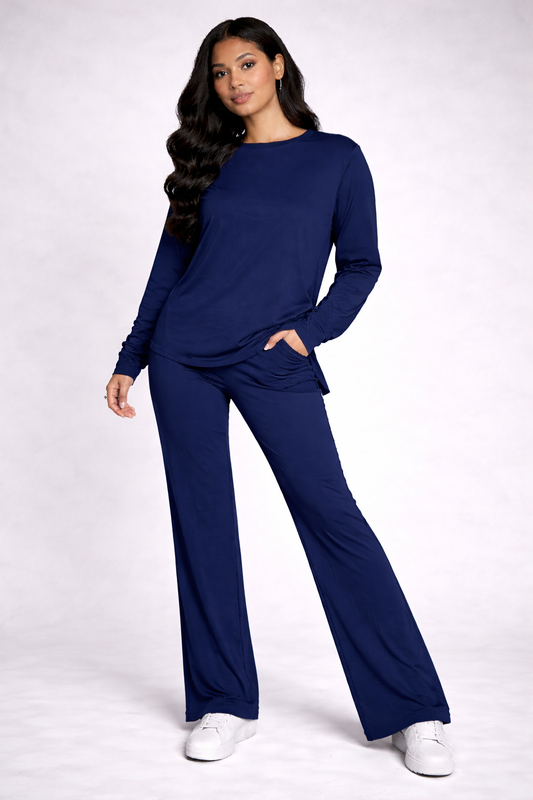 blue plain flapper style night suit in cotton jersey for summer - M.H fashion 