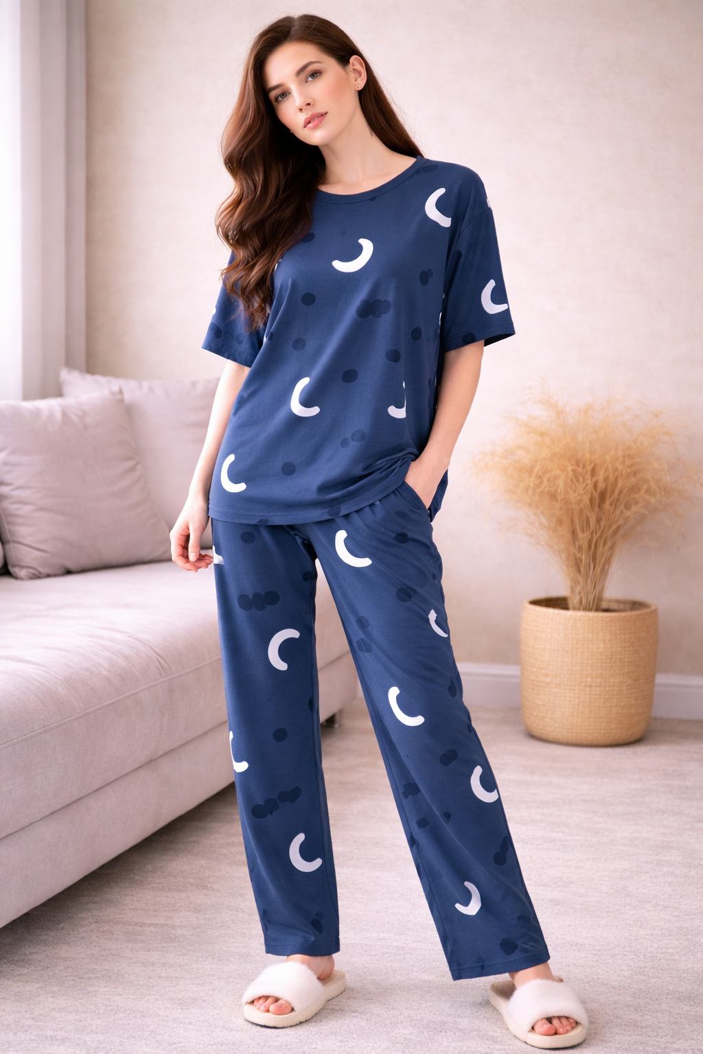 blue moon  design night suit premium fabric for girls and woman - M.H fashion 