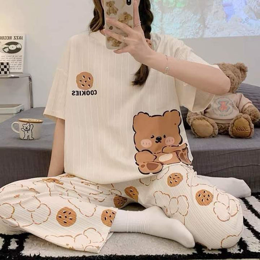 NEW BEAR DESIGN NIGHT DRESS IN COTTON FABRIC - M.H fashion 