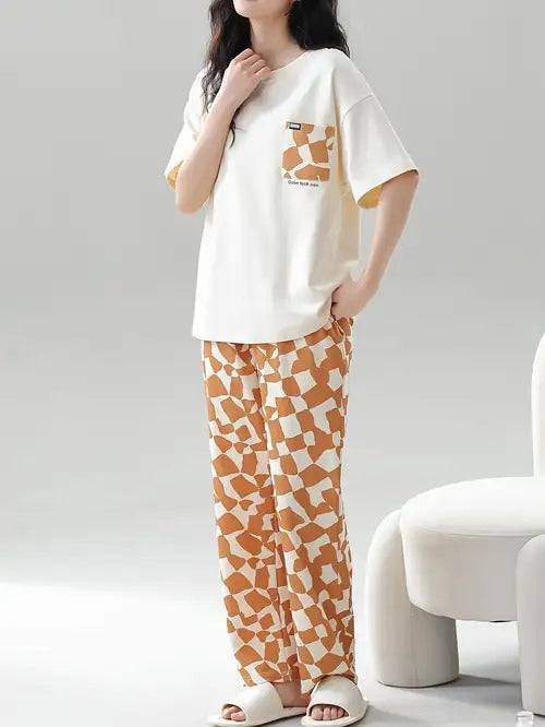 BROWN PAJAMA DESIGN NIGHT DRESS IN COTTON FABRIC - M.H fashion 