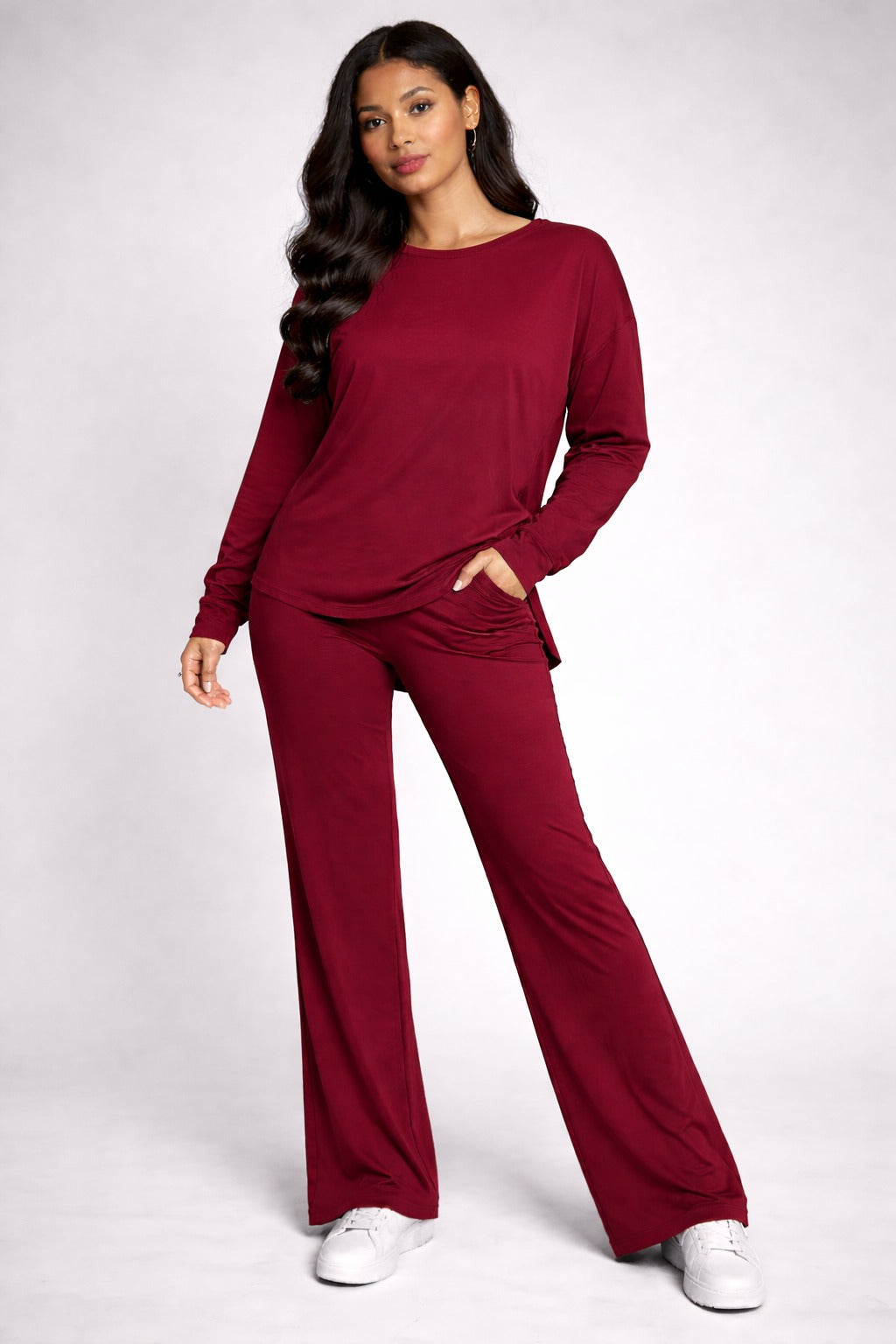 maroon plain flapper style night suit in cotton jersey for summer - M.H fashion 