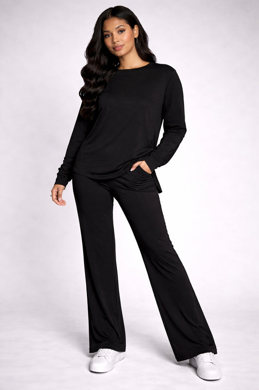 black plain flapper style night suit in cotton jersey for summer - M.H fashion 