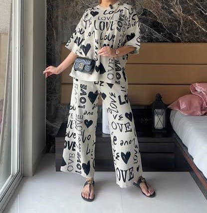 light grey  big love design night suit premium fabric for girls and woman - M.H fashion 