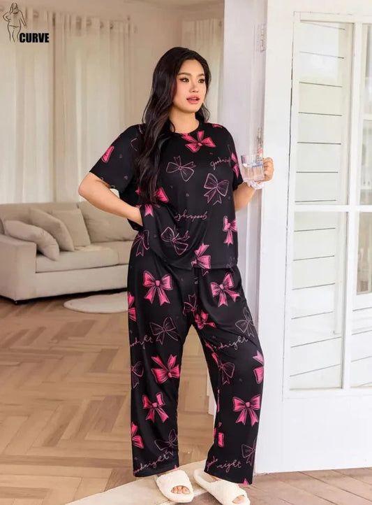 black and pink  night suit premium fabric for girls and woman - M.H fashion 