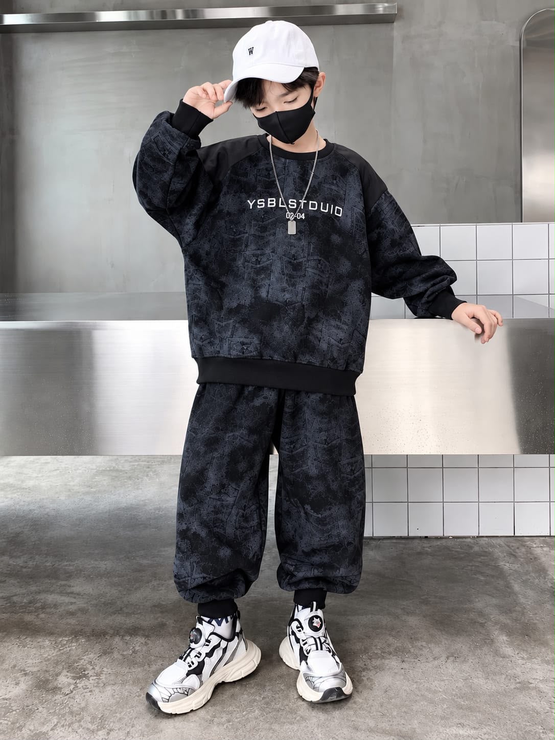 Boys Oversized Printed Tracksuit