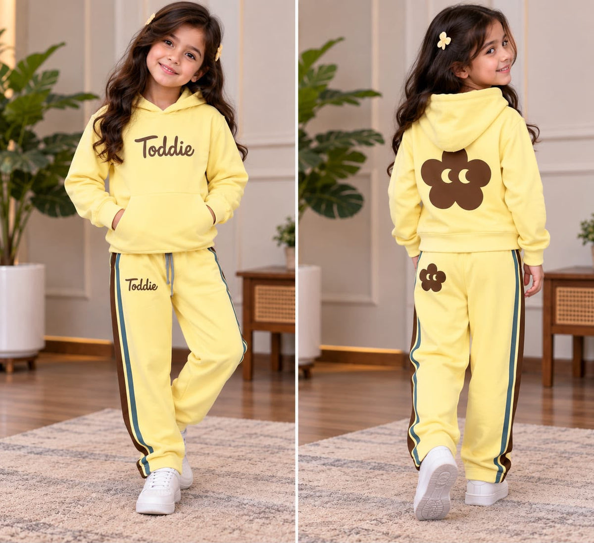 yellow toddie design printed  kids suit for winter