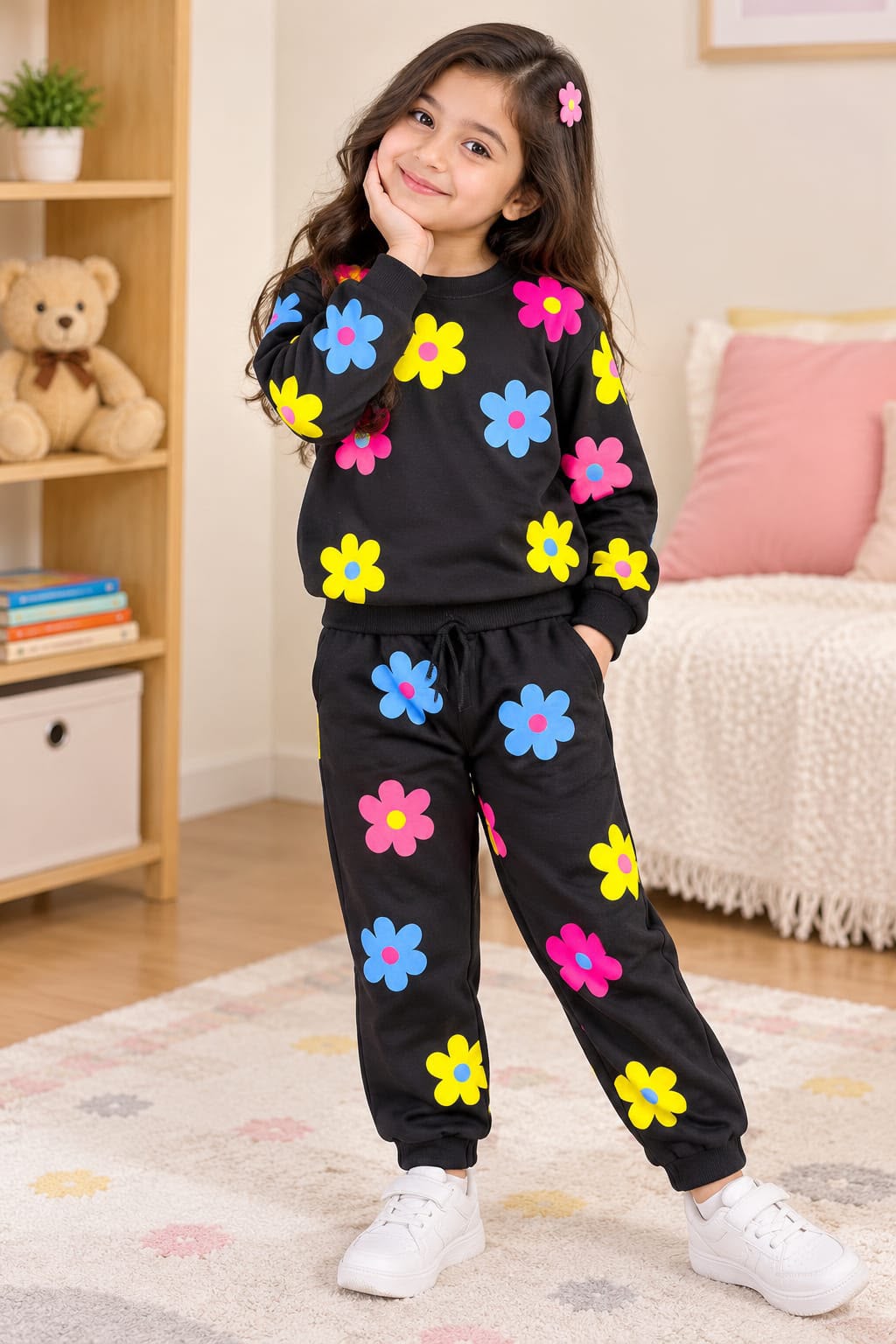 multi flower design printed  kids suit for winter - M.H fashion 
