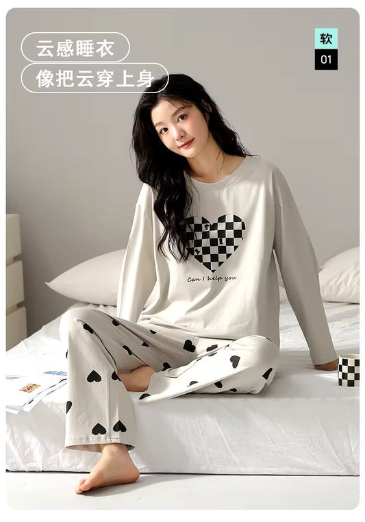 grey heart printed night suit fabric cotton jarsy - M.H fashion 