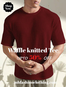 maroon Oversized Waffle Knit t shirt  For Men and boys (MH 236)