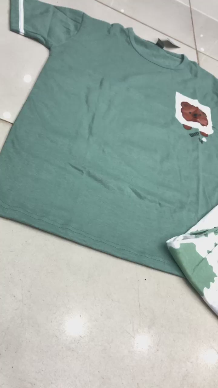 green pocket  design night suit premium fabric for girls and woman