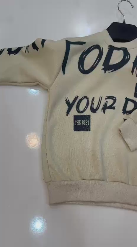 green your day printed  kids suit for winter