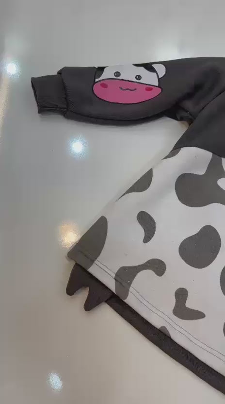 dark grey panel style printed  kids suit for winter