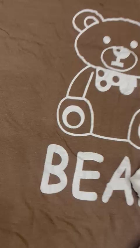 brown bear  design night suit premium fabric for girls and woman