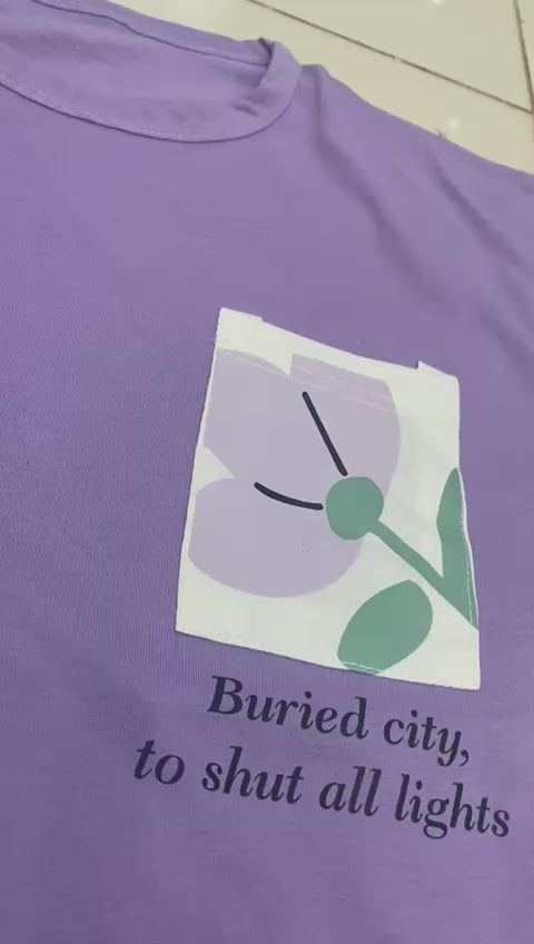 PURPLE POCKET DESIGN NIGHT DRESS IN COTTON FABRIC