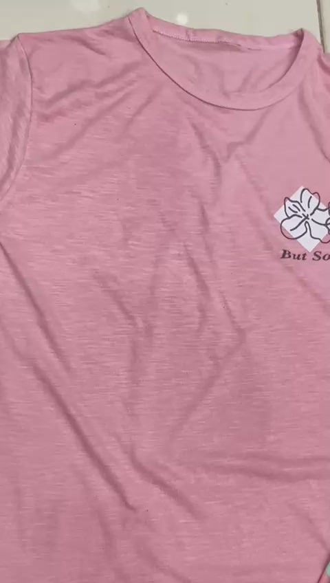 PINK WHITE FLOWER DESIGN NIGHT DRESS IN COTTON FABRIC