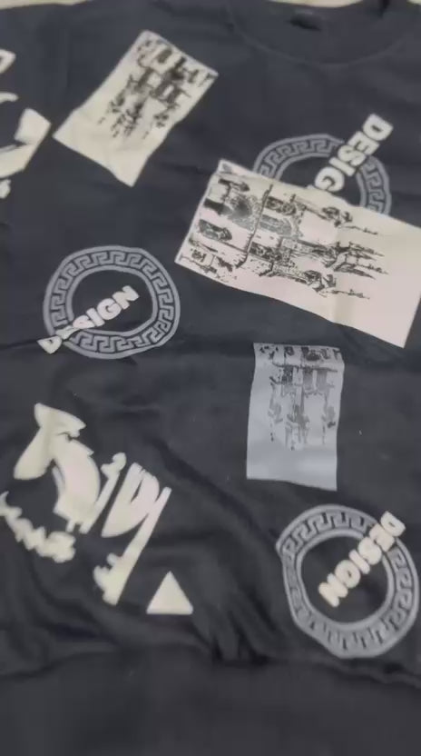 black cream design printed style kids suit for winter